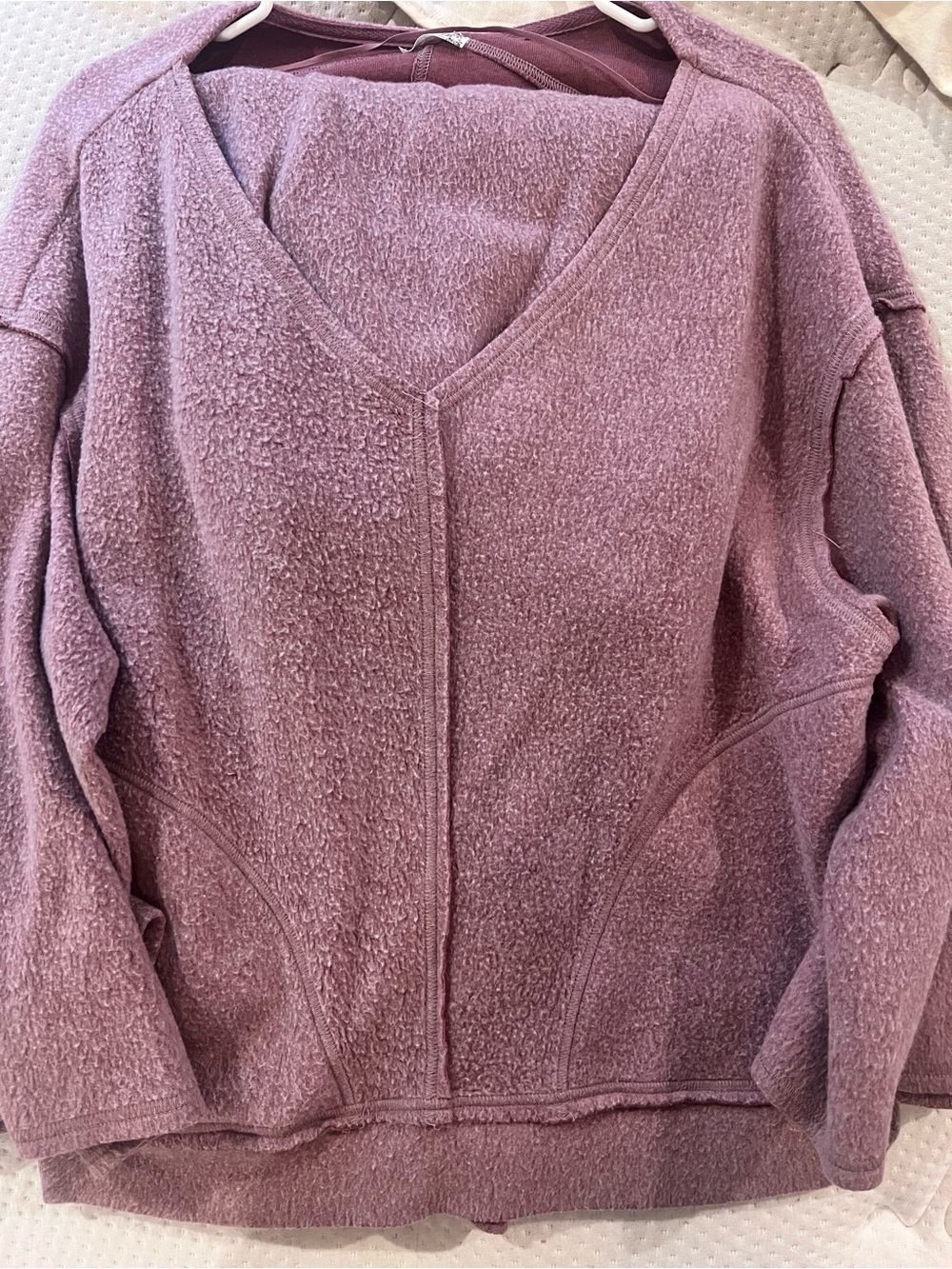 Plush V-Neck Sweater in Mauve